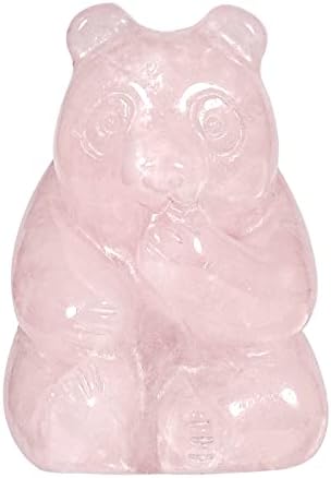 mookaitedecor Rose Quartz Mini Carved Stone Bear Figurine, Healing Crystal Animal Statue Sculpture Ornament for Home Office Bonsai Meditation, Height 1.06-1.25