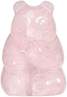 mookaitedecor Rose Quartz Mini Carved Stone Bear Figurine, Healing Crystal Animal Statue Sculpture Ornament for Home Office Bonsai Meditation, Height 1.06-1.25