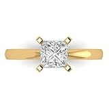 Clara Pucci 1 cttw Moissanite Engagement Ring for Women, Solid 14K Yellow Gold (Princess Cut, 5.5mm)