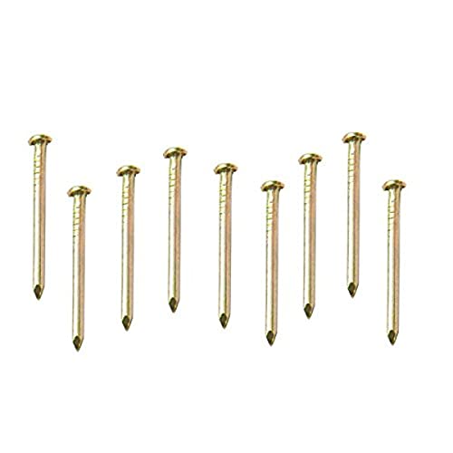Merriway BH02287 (100 Pcs) EB Plain Head Hardened Picture Pin Brass Plated - Pack of 100 Pieces
