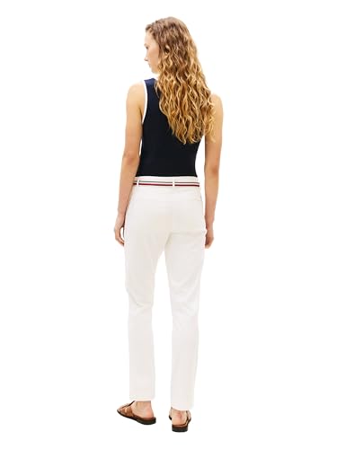 Image of Tommy Hilfiger Women's Twill Slim Chino Pants with Stretch Mid Rise Ankle Pants