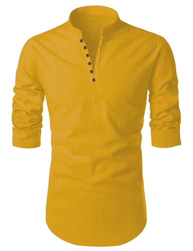 Image of FINIVO FASHION Men's Cotton Blend Regular Full Sleeve Straight Short Kurta Shirt, Casual and Formal Wear