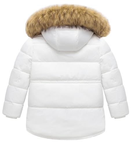 Image of Boy's Winter Coat Waterproof Kids Puffer Jacket Thicken Parka Fleece Lined Bubble Ski Snow Outerwear with Fur Hood