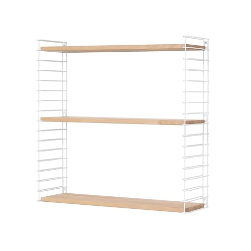 Tomado Estantería Modular Blanco-Madera. Dimensiones: 70x21x68cm