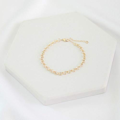 Pulseira grossa com design de elo português folheado em ouro 18k