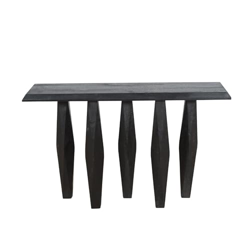 Image of Gharaana Magnum Wooden Console Table, Bold Black, 121.9x30.5x76.2 cm, 6-Leg Sculptural Design