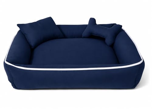 Image of Gorgeous Dog Beds Orthopadic Bed for Labrador, Bulldog, Retriever, Poodle, Large Breed Dog Bed,Blue,(Large)