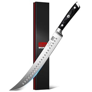 SHAN ZU 12″ Carving Slicing Knife – Brisket Slicing Meat Knife Professional German 1.4116 Stainless Steel Razor Sharp Blade, Ergonomic Wood Handle & Full Tang Design, Gift Box Included