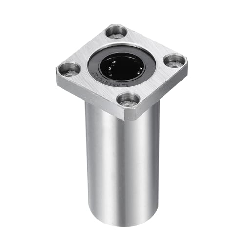 QUARKZMAN LMK16LUU Linearkugellager 16mm Bohrung 28mm Außendurchmesser 70mm Länge Extra langer quadratischer Flansch Stahlkäfig für CNC-Maschine 3D-Drucker