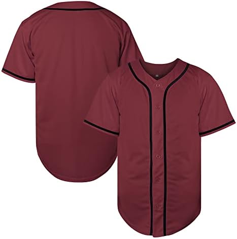 Blank Baseball Jersey Button Down Shirts,Men’s Hip