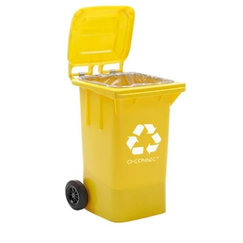 Conteneur jaune robuste avec poignée ergonomique et roues amovibles