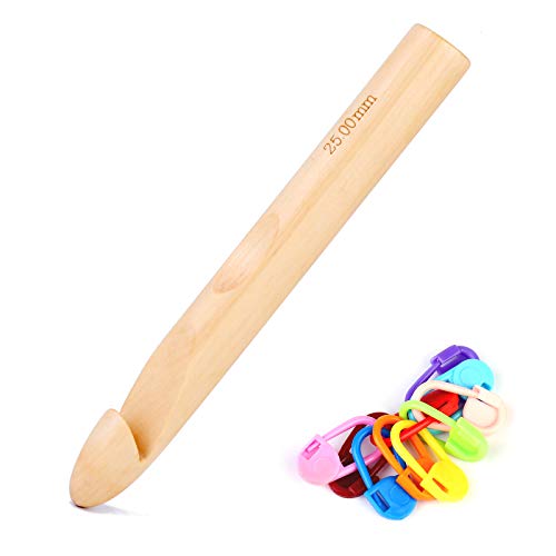 Dercuy Wooden Crochet Hook 25mm Bamboo