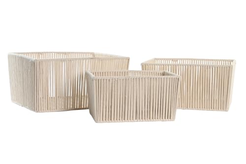 Jeu de paniers en coton beige DKD Home Decor 40 35 30 cm