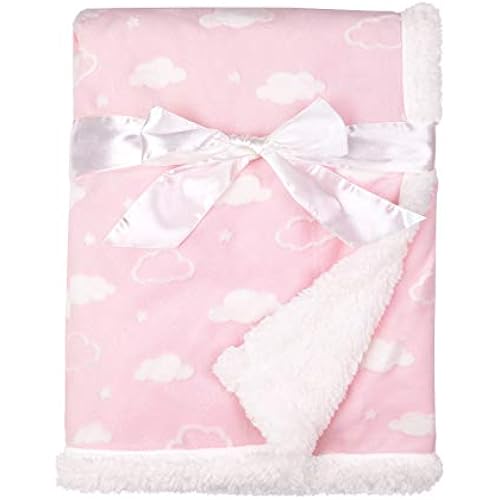 American Baby Company Heavenly Soft Chenille Sherpa Receiving Blanket (30" x 35"), 3D Pink, Warm and Cozy for Boys and Girls, Ideal for Baby Carrier, Stroller, and Travel