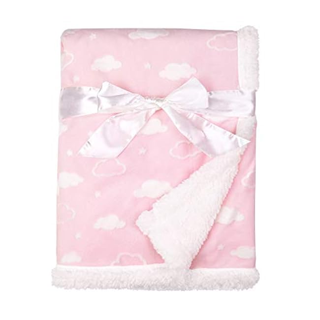 American Baby Company Heavenly Soft Chenille Sherpa Receiving Blanket, 3D Pink, 30 x 35, Warm and Cozy for Boys and Girls, Ideal for Baby Carrier, Stroller, and Travel