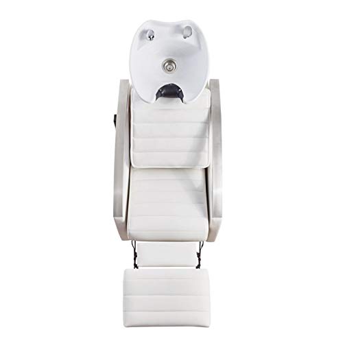 Dir Beauty Salon Full Body Massage Shampoo Backwash Unit with Tilting Ceramic Sink Station Reclining Backrest & Electrical Adjusting Footrest Bella