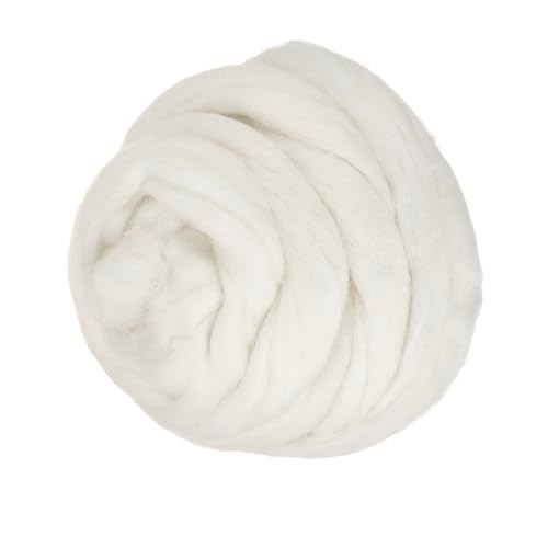 PATIKIL Lana Top En Bruto, 150G/5.3OZ Lana Pura Gruesa Y Suave Para Fieltrado Con Aguja Tejer Manta Hilado Tejer Artesanía DIY, Blanco