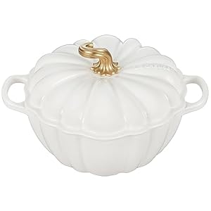 Le Creuset Enameled Cast Iron Figural Pumpkin Cocotte, 4 qt., White w/Copper Knob