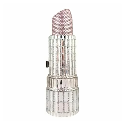Image of Luxury Ladies Lipstick Shape Evening Clutch Rhinestone Shoulder Bag Crystal Evening Bag for Cocktail Prom