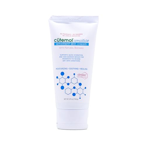 Cutemol Emollient Moisturizer for Sensitive Skin - Serious Moisturizing Cream for Damaged Skin Recovery - Fragrance Free Hydration for Cracked Hands & Feet, Eczema, Psoriasis & Dry Skin (2.75 oz)