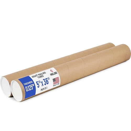Tube d'expédition kraft 12,7x91,4 cm Lot de 2 avec capuchons pour affiche