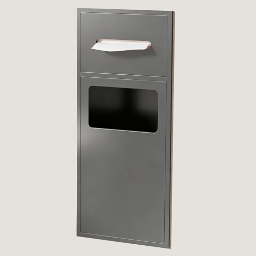 TIANQIHAO Stainless Steel Built-In Shower, Wall-Mounted Sto Shelf With Integrated Trash Can And Hidden Toilet Paper Holder For Bathroom & Kitchen Nizat,Gris Oscuro-550X240X140mm