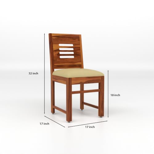Image of Solid Sheesham Wood Dining Chair Set of 2 with Cushion | Wooden Dining Chairs for Living Room, Dining Room & Office | Comfortable Study Chair for Home & Office | Rosewood Finish