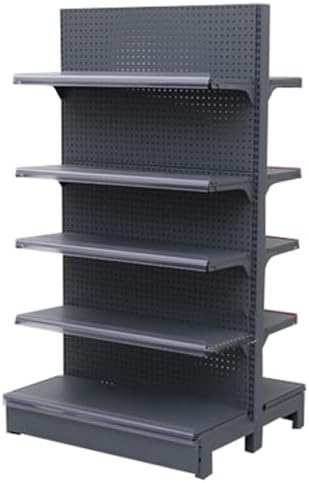 Heavy Duty Retail Display Rack with 20 Hooks, 5-Tier Supermarket Shelf, Snack Organizer for Convenience Stores, Drugstores, Garages (Type B, L93xH135cm)