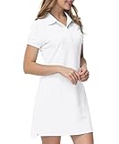 JINSHI Women's Athletic Tennis Dress Breathable Casual Sport Dress White X-Large