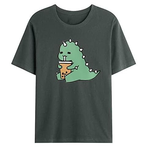 TYHONEYS T Shirts for Men UK Casual Fashion Round Neck Pullover Dinosaur Print T-Shirt Short Sleeve Holiday Beach Topss Cover