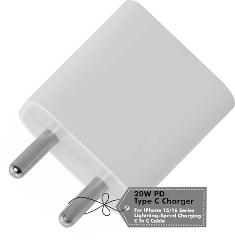 Image of HANYCONY 20W PD 3.0 Adapter for iPhone 16 16 Pro 15 14 13 12 11 | BIS Certified | Original Charging for Lightning-Speed (Support Upto 27W) | No Cable