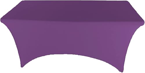 Miniatura 3 de Gowinex Mantel de elastano morado de 6 pies para mesa plegable rectangular ajustable