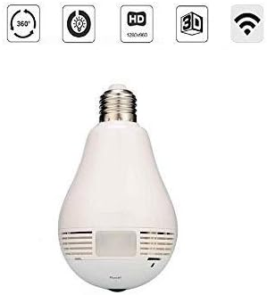 QUAINT 360° Panoramic WiFi IP Wirelss CCTV Light Bulb Camera with FishEye Lens for Home Safety Security with Two Way Speaking