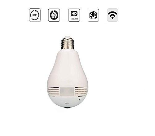 QUAINT 360° Panoramic WiFi IP Wirelss CCTV Light Bulb Camera with FishEye Lens for Home Safety Security with Two Way Speaking