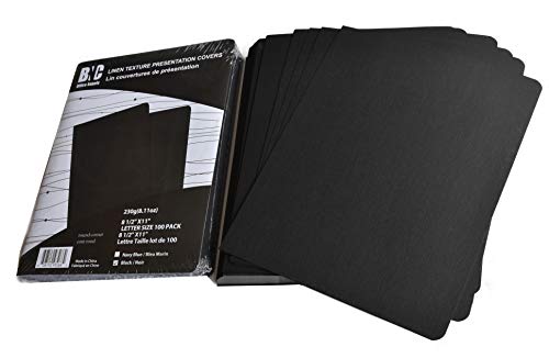 BNC Letter Size Linen Texture Presentation Paper Covers, Black Color with Round Corner, Pack of 100 - Thumbnail 6