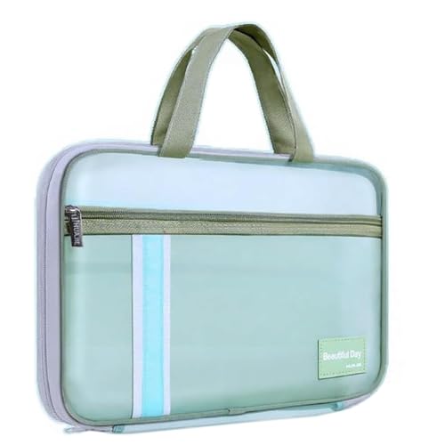 Bolsa Transparente de Malha Verde para Documentos - Transporte Resistente para Livros, Arquivos, Tarefas, Materiais de Exame e Trabalho - Alça Durável com Espaço Ample
