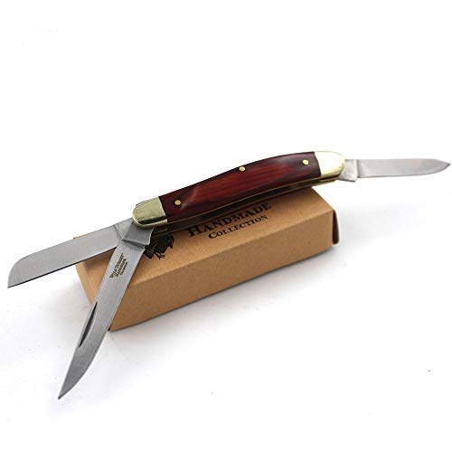 Wild Turkey Handmade Gentleman's 3 Blade Manual Folding Pocket Collectors-Knife EDC Slim-Sleek Design (Wood)