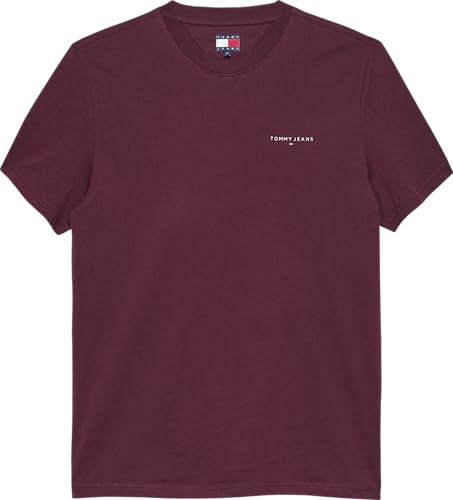 Tommy Jeans Mens TJM Slim Linear Chest Tee Ext Dm0dm18555 S/S T-Shirt, Red (Red Wine), XL UK