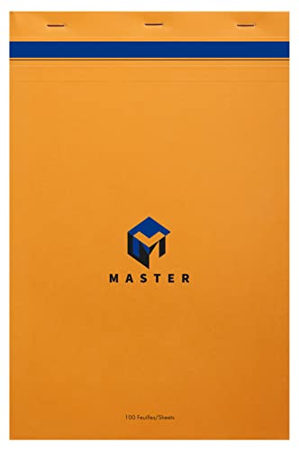 Calligraphe 10714C A Set of 5 Stapled Head Pads Orange (a Clairefontaine Brand), A4+ 21x31,8 cm, 100 Square Ruled Sheets