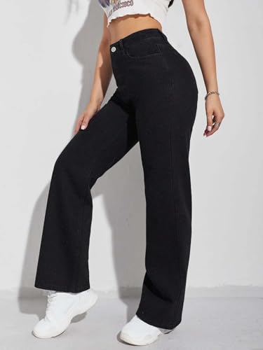 Image of KOTTY Women's High-Waist Button Relaxed Fit Casual Ankle Length Stylish Jeans