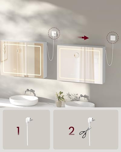 Armoire Miroir Salle de Bain LED Anti-buée VASAGLE