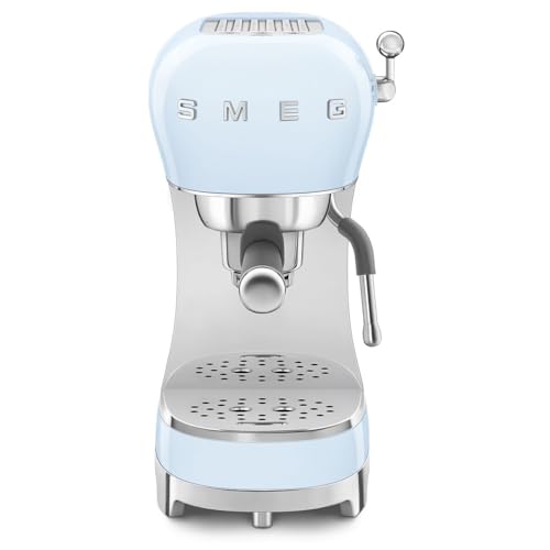 Image of Smeg Coffee Machine, Original Italian Brand, Patented Color, Authentic Italian Espresso, Unique Steam Wand for Creamy Milk Froth to make Cappuccino, Flat White, Macchiato (Pastel Blue)