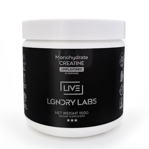 LIVE LGNDRY LABS Creatine Monohydrate Powder, 150 g (30 Serving), Pure Creatine for Muscle Growth...