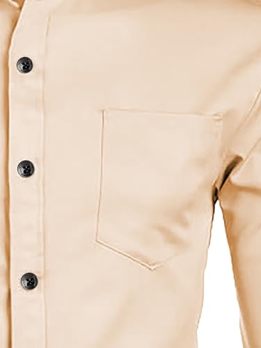 Image of Men's Slim Fit Beige Color Cotton Blend Casual Shirt