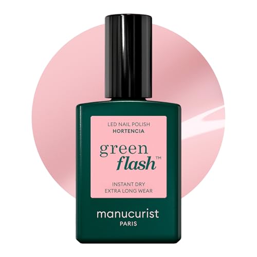 Manucurist Green Flash Esmalte semipermanente rosa - Esmalte de uñas en gel Hortencia - Esmalte de uñas 12-free, de origen orgánico (84%) - Fabricado en Francia - 15 ml