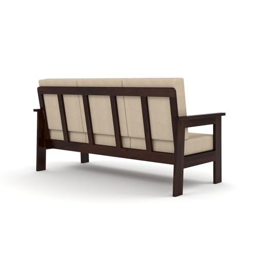 Image of Sheesham Wooden 3 Seater Sofa for Living Room | Solid Wood Sofa | Rosewood Sofa Set for Home & Office | Lounge (Walnut, 3 Seater)