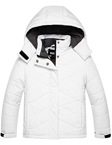 Skieer Girls' Windproof Ski Jackets Winter Outdoor Coat Waterproof Snowboarding Raincoats White 8 #TOP6