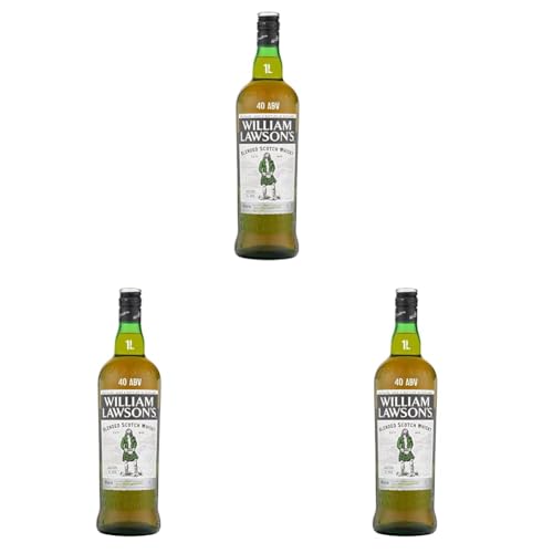 William Lawson's Finest Blended Scotch Whisky, 40% Vol, 100cL / 1L, bebida alcohólica elaborada con malta afrutada (Paquete de 3)