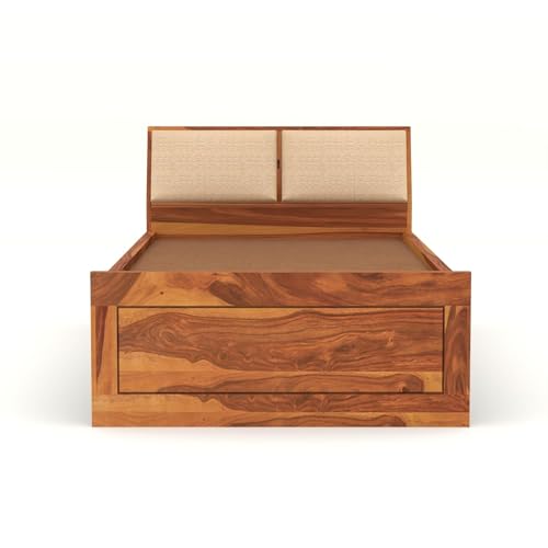Image of Solid Sheesham Wood Single Size Bed Without Storage for Bedroom Living Room Single Cot for Home Wooden Palang for Hotel (Honey, Size 6 * 3)