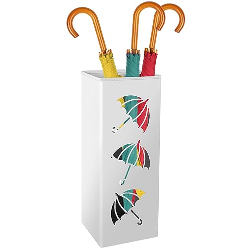 Porte-parapluie multifonction en métal blanc pour hôtel et bureau - 2